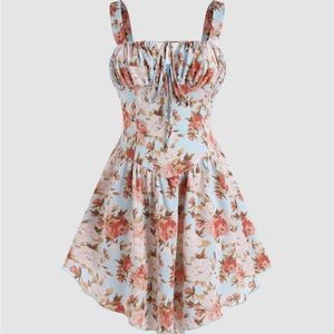 Floral Zip Up Corset Cami Dress NEW